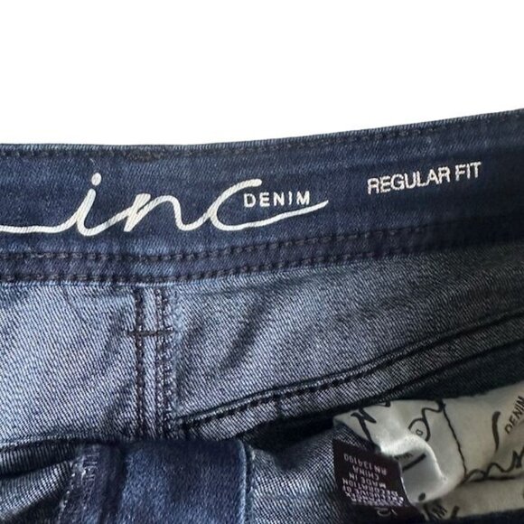 INC International Concepts Regular Fit Dark Wash Denim Bermuda Jean Shorts Sz 12 - Picture 3 of 9